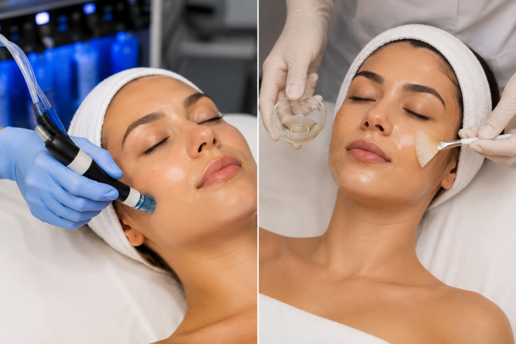 Comparison of HydraFacial and Chemical Peel treatments for Indian skin at VLCC Salon and Cosmetology Clinic Wakad Pune