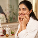 Woman looking disappointed in the mirror despite using expensive skincare products, consulting a skin specialist at VLCC Wakad Pune for dull skin treatment.