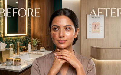 Can Pigmentation Actually Fade on Its Own? The Truth About Stubborn Dark Spots Woman examining dark pigmentation patches on her cheek in a mirror while concerned about uneven skin tone and melasma